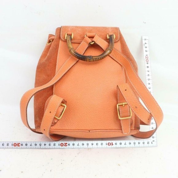 Gucci Orange Suede Bamboo Mini Backpack 855719 main image 4